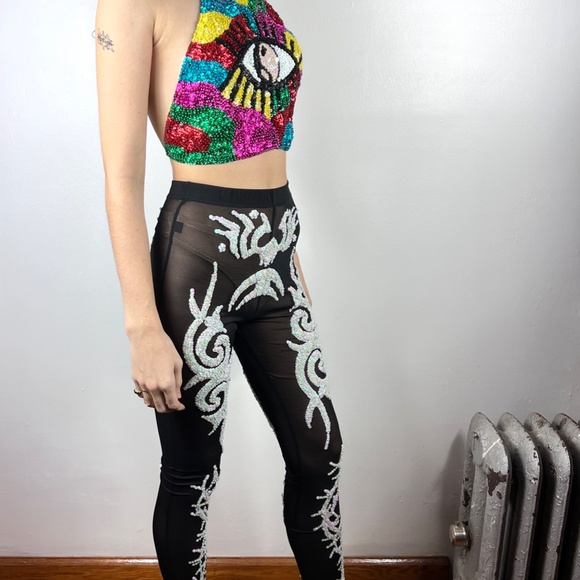 Discount Universe EVIL EYE Sequin Halter NWOT - Picture 4 of 9